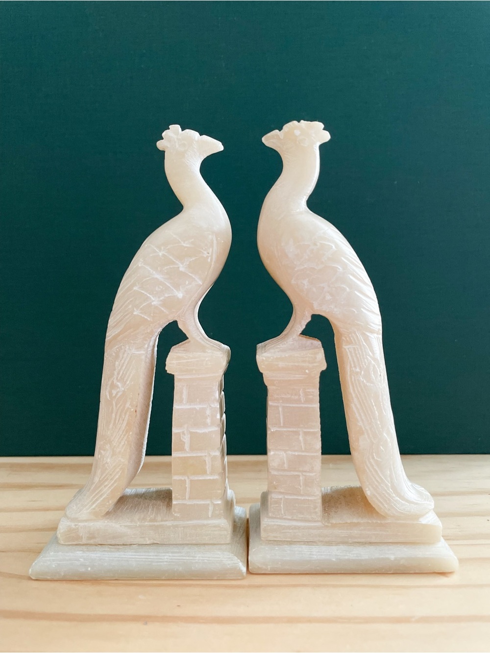 Vintage Hand-Carved Chinese White Soapstone Phoenix Bird Figurines - Picture 6 of 14